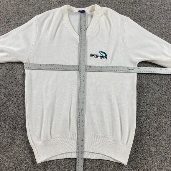Vintage Seadoo Sea-Doo Bombardier Knit Sweater Mens Medium White Acrylic Jet Ski - Picture 7 of 9